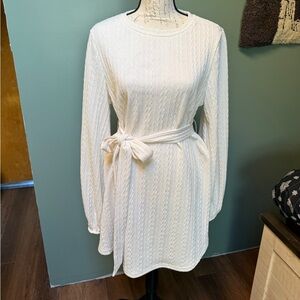 SHEIN Ivory Long Sleeve Dress